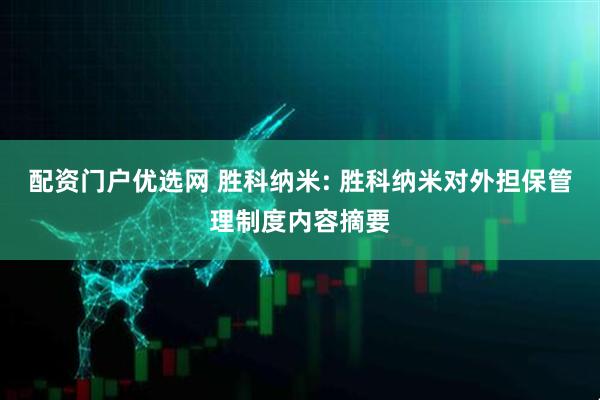配资门户优选网 胜科纳米: 胜科纳米对外担保管理制度内容摘要
